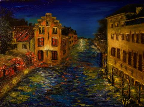 Ghent by night. 60x45cm. SOLD