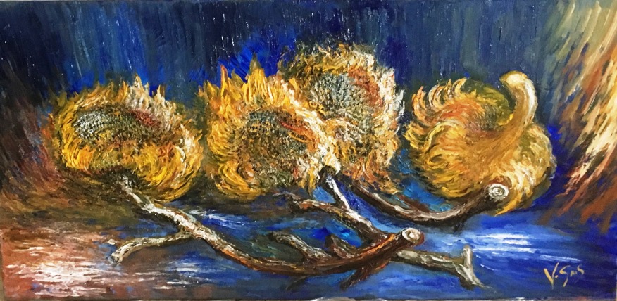 Sunflowers revisited. 100x50cm SOLD (Art Against Covid)